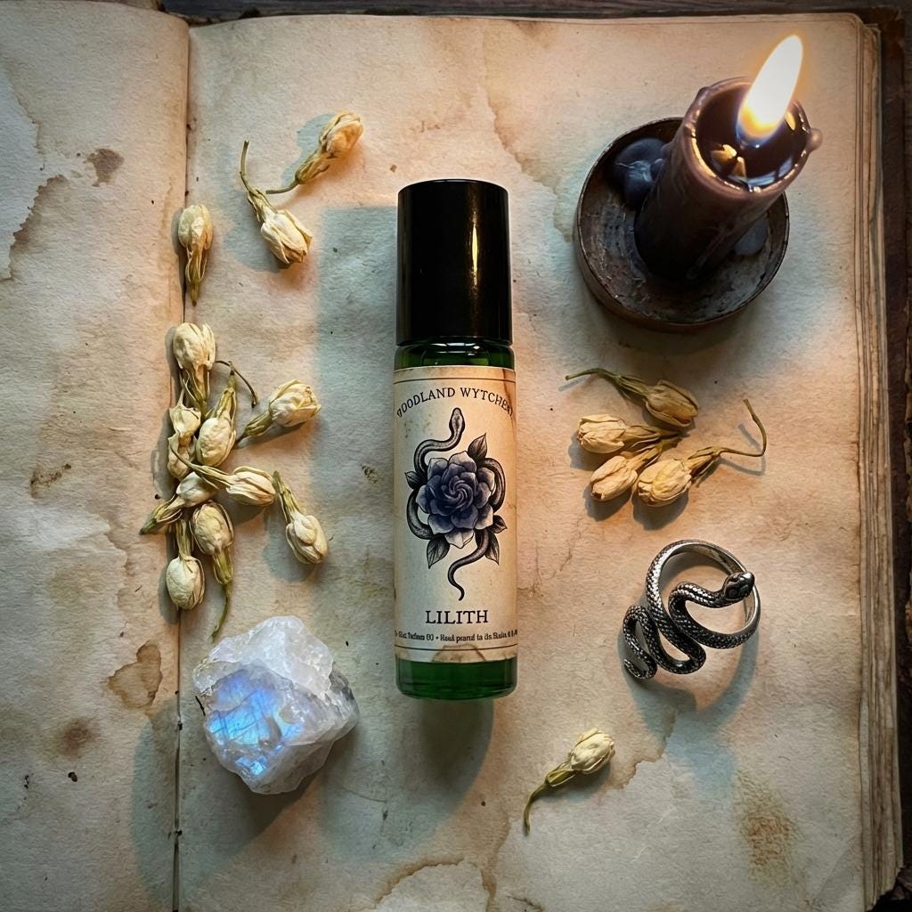 Lilith Perfume Oil | Dark Jasmine & Musk | Night Goddess Scent | Witchy Folklore Fae | Sensual Floral Scent | Pagan Ritual Gift