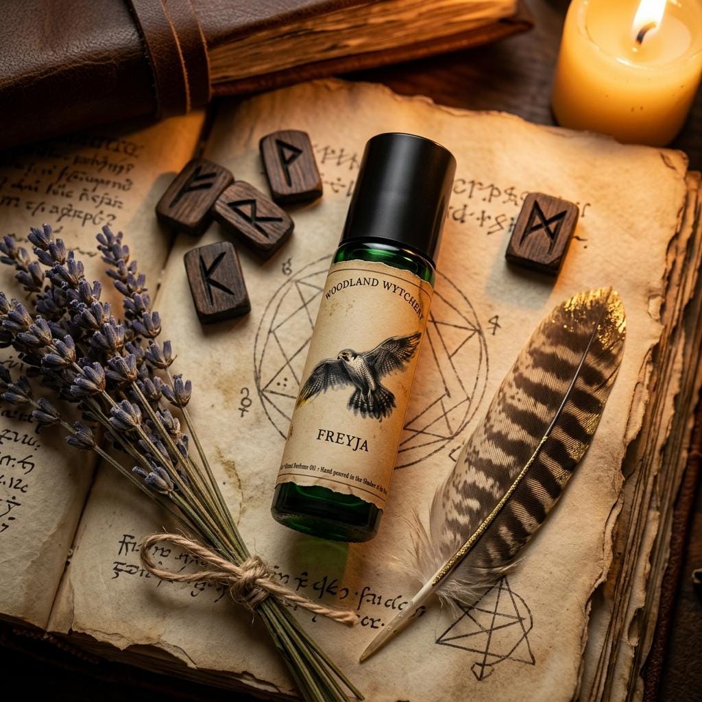 Freyja Perfume Oil | Red Musk Wild Blackberry | Norse Goddess Scent | Witchy Folklore Fae | Bulgarian Rose & Lavender | Pagan Ritual Gift
