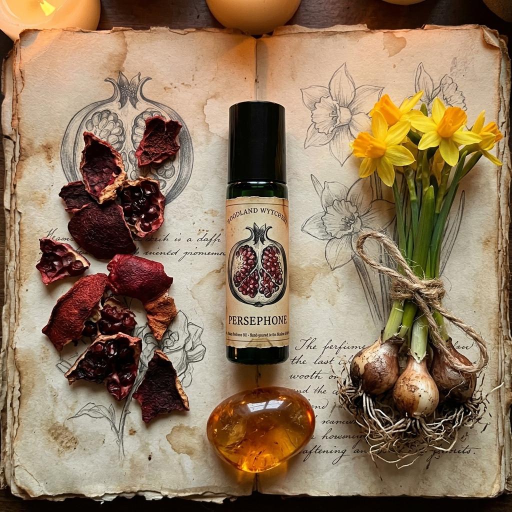 Persephone Perfume Oil | Pomegranate & Amber | Queen of the Underworld | Spring Maiden Scent | Witchy Folklore Fae | Pagan Ritual Gift