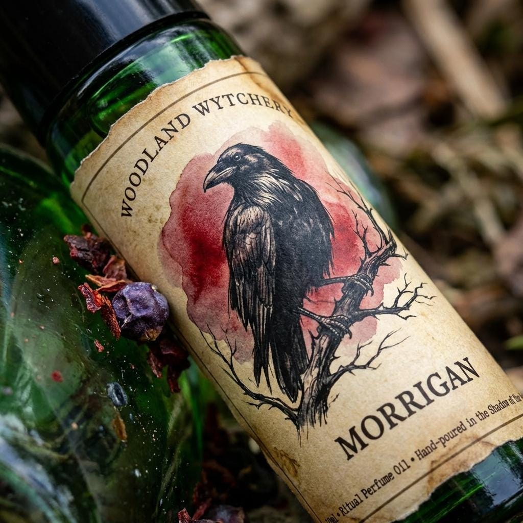 Morrigan Perfume Oil | Dragon's Blood & Juniper | Celtic Crow Goddess | Witchy Ritual Scent | Lavender Apple | Pagan Dark Fantasy Gift