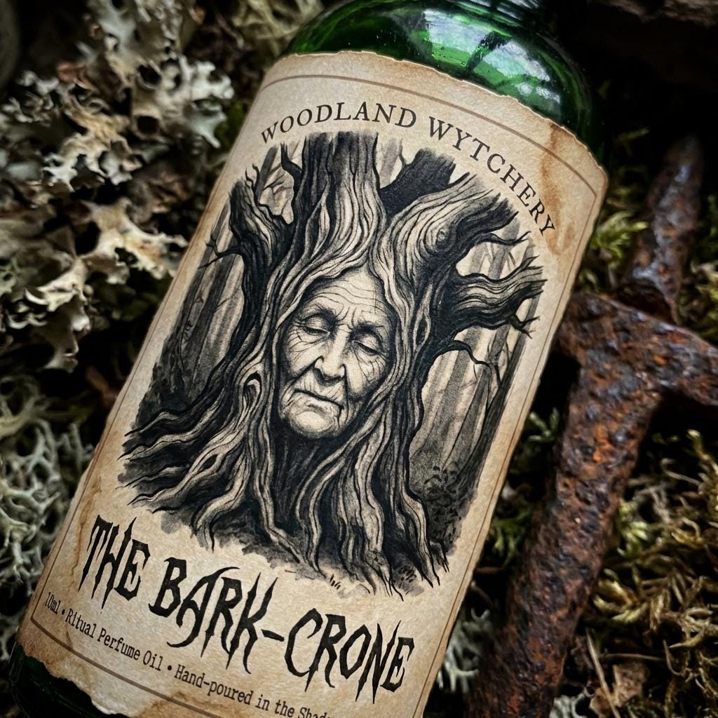 The Bark-Crone Perfume Oil | Cedarwood & Distressed Parchment | Woodland Folklore | Druid Pagan Ritual Gift | Ancient Forest Scent