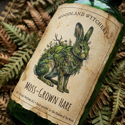 The Moss-Grown Hare Perfume Oil | White Musk & Oakmoss | Woodland Folklore | Druid Pagan Ritual Gift | Muffled Velvety Scent