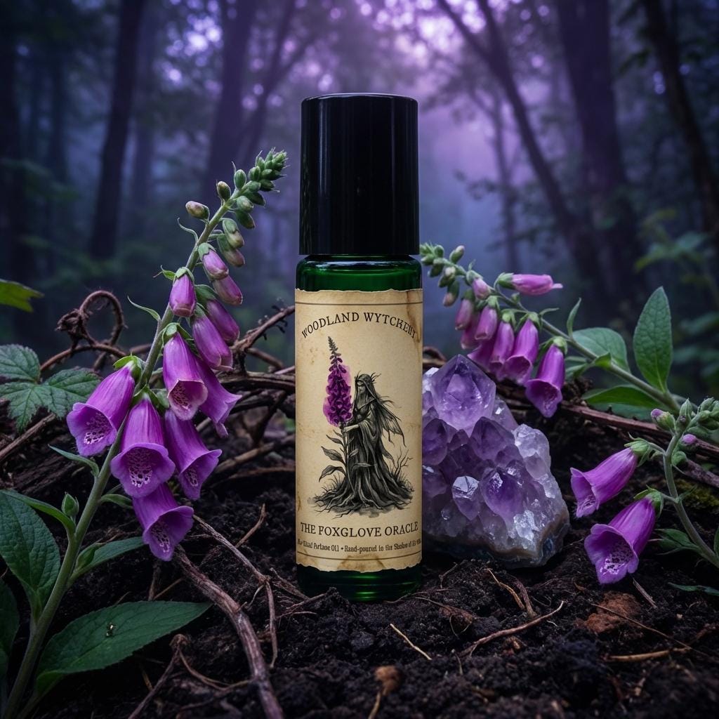 The Foxglove Oracle Perfume Oil | Dark Floral & Black Soil | Witchy Folklore Fae | Pagan Magick Ritual Gift | Narcotic Mystical Scent