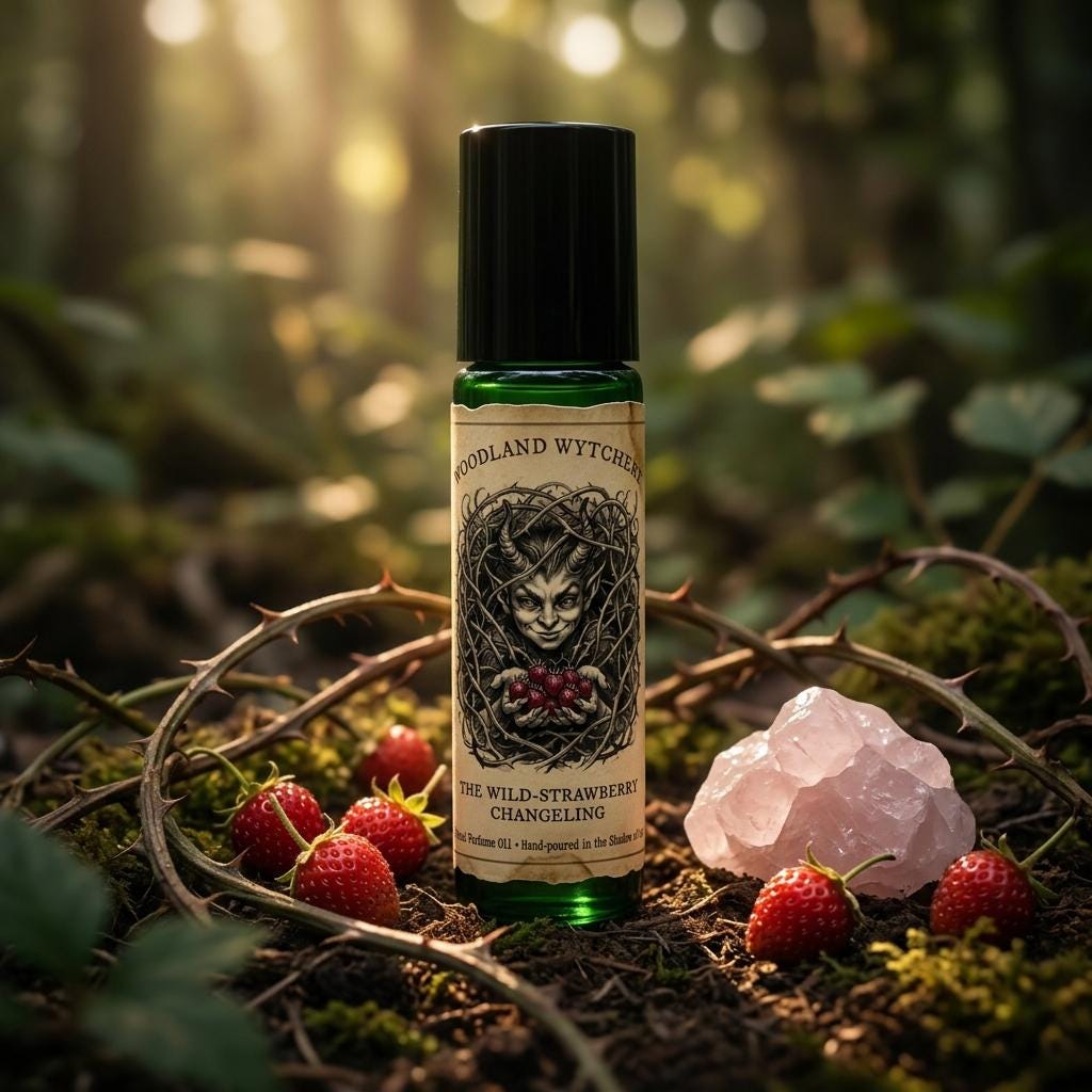 The Wild-Strawberry Changeling Perfume Oil | Sweet Berry & Forest Earth | Witchy Folklore Fae | Pagan Magick Gift | Fruity Enchanting Scent