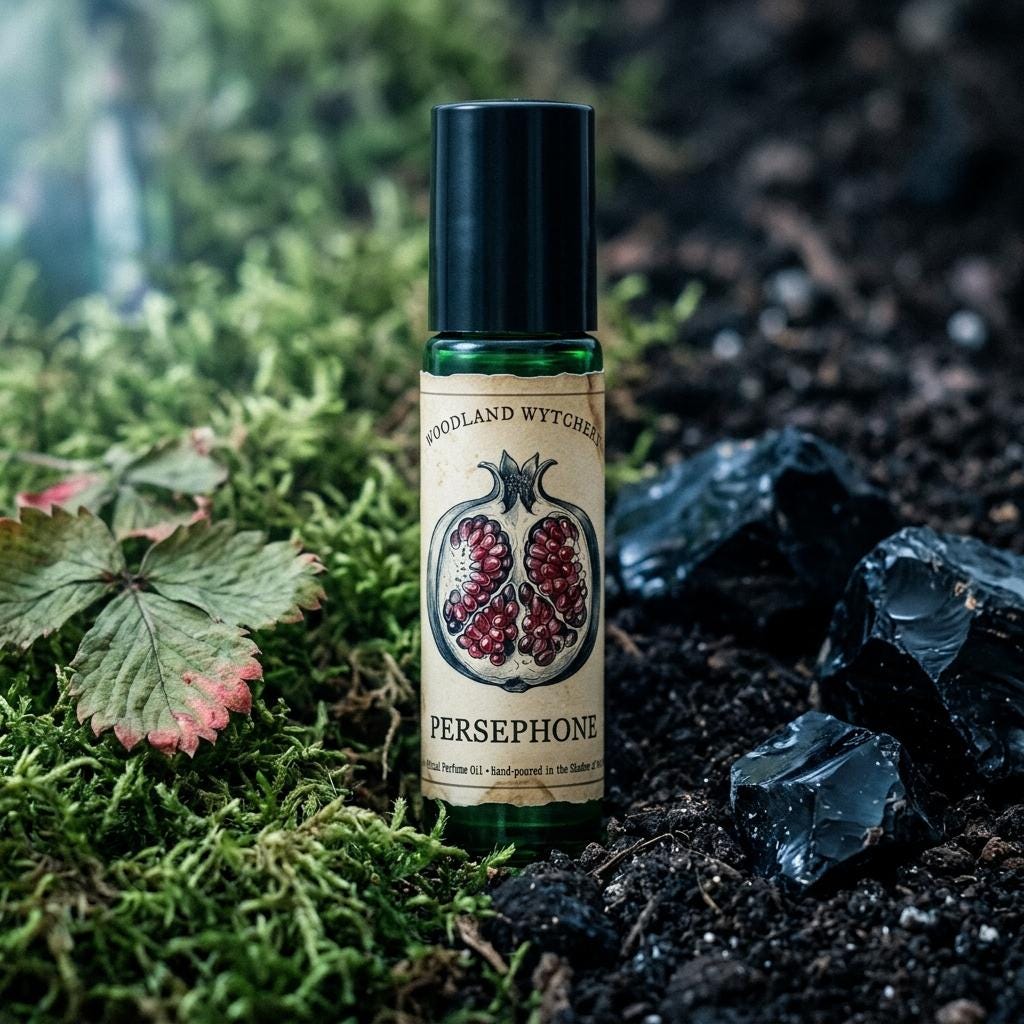 Persephone Perfume Oil | Pomegranate & Amber | Queen of the Underworld | Spring Maiden Scent | Witchy Folklore Fae | Pagan Ritual Gift