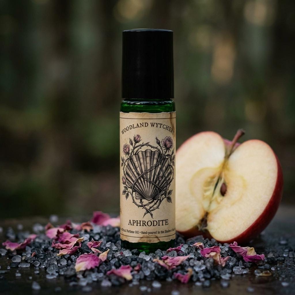 Aphrodite Perfume Oil | Rose and Vanilla Bean | Goddess of Love Scent | Witchy Folklore Fae | Apple and Pomegranate | Pagan Ritual Gift
