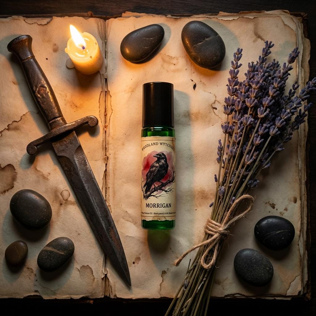 Morrigan Perfume Oil | Dragon's Blood & Juniper | Celtic Crow Goddess | Witchy Ritual Scent | Lavender Apple | Pagan Dark Fantasy Gift