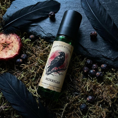 Morrigan Perfume Oil | Dragon's Blood & Juniper | Celtic Crow Goddess | Witchy Ritual Scent | Lavender Apple | Pagan Dark Fantasy Gift